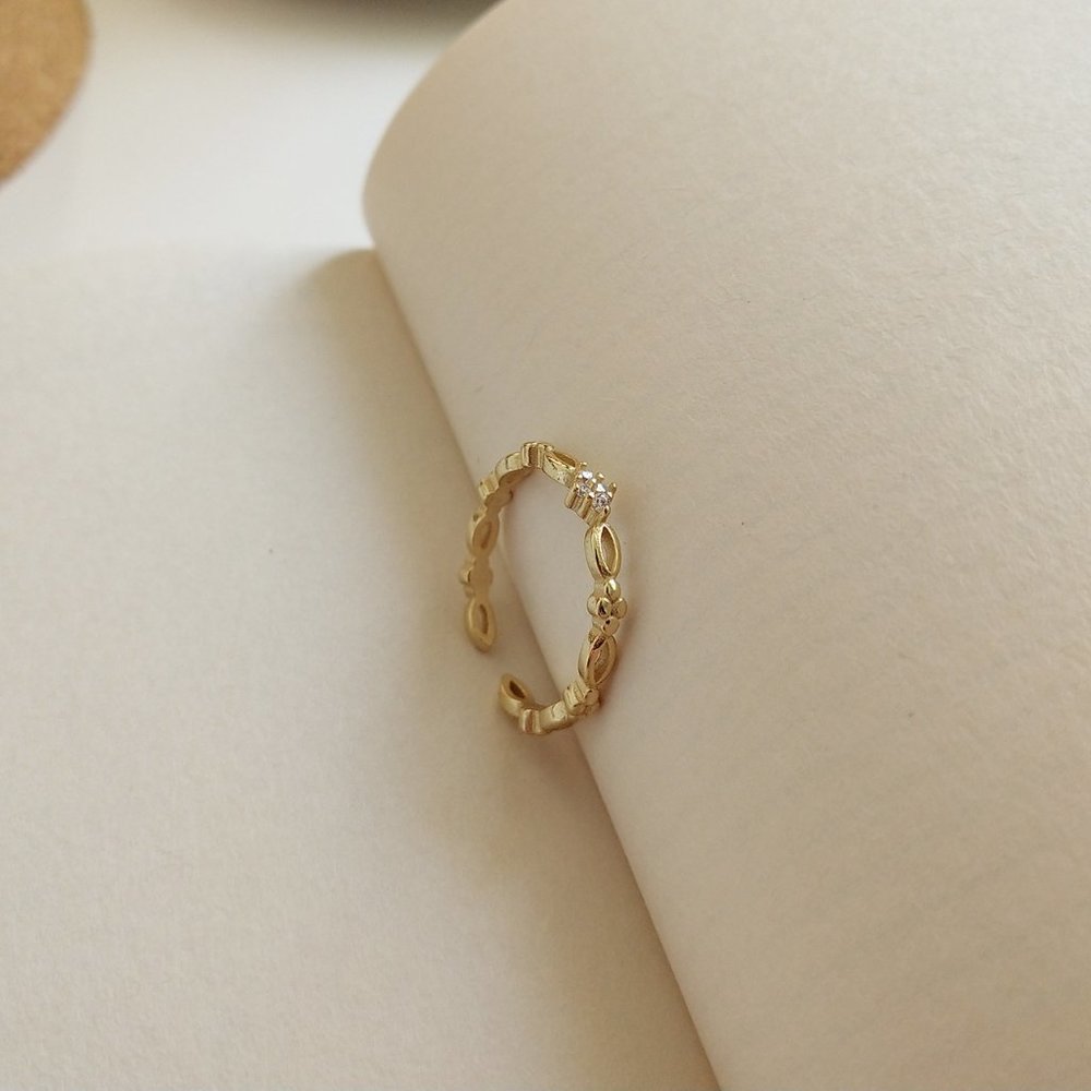 18K Goldplated Minimalist Geometric Chain Ring 925 - Picture 3 of 8